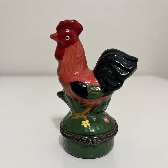 Rooster Porcelain Trinket Hinged Box - Picture 7 of 7